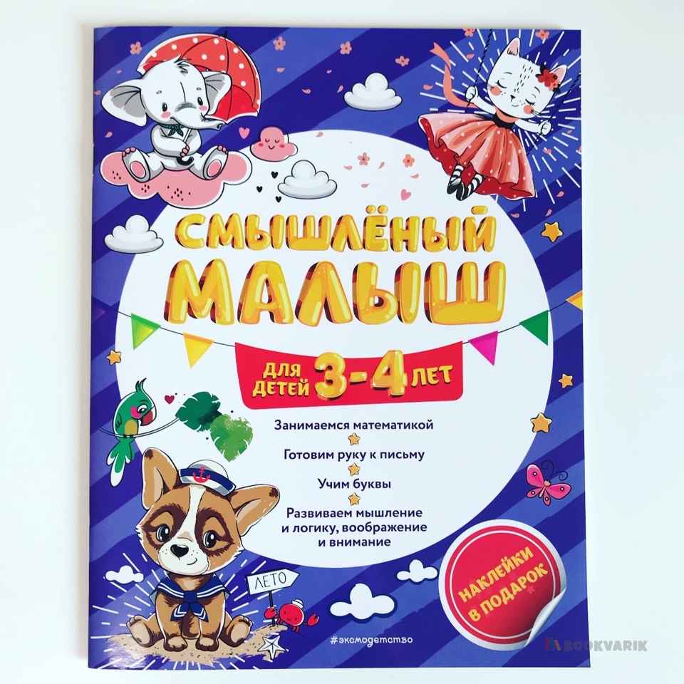 Смышлёный малыш: для детей 3-4 лет (с наклейками)